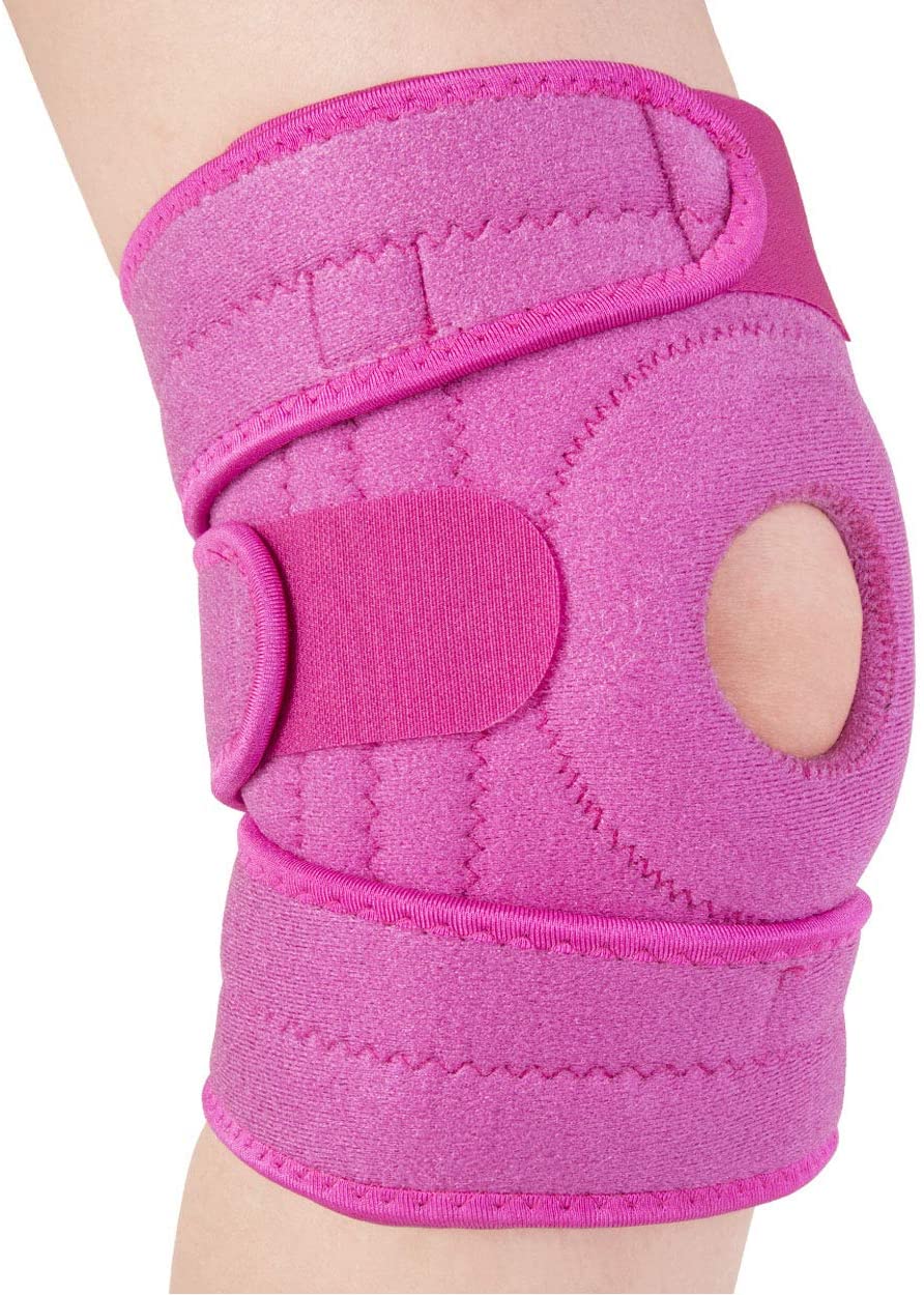 AVIDDA Knee Support with Open-Patella Design for Joint Pain, Sports, Injury Rehabilitation, Adjustable Knee Brace for Men Woman with 3 Straps, for Knee Circumference (12.5" to 18.5") Pink